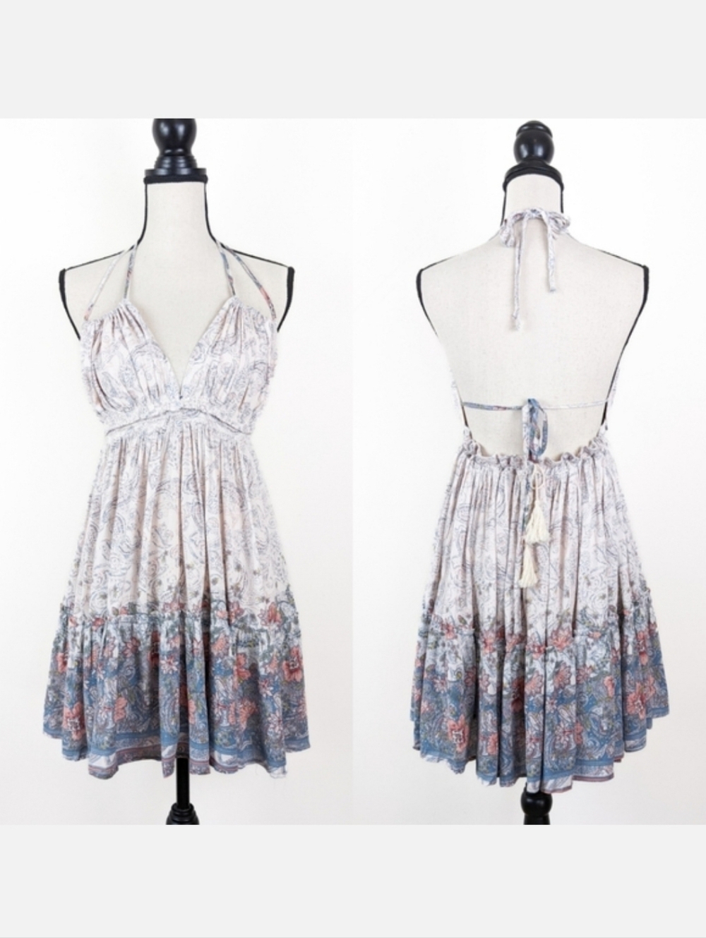 NWT Storia Floral Hem Halter Top Mini Dress, Size Small🌳